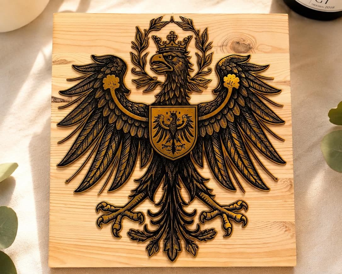 Tiroler Adler aus Acryl auf einer Holzplatte